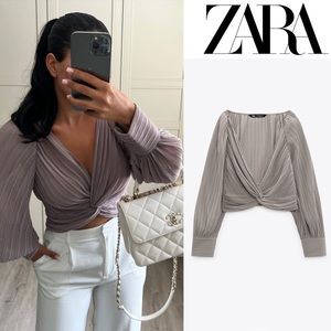 NWT ZARA KNOTTED CROPPED TOP